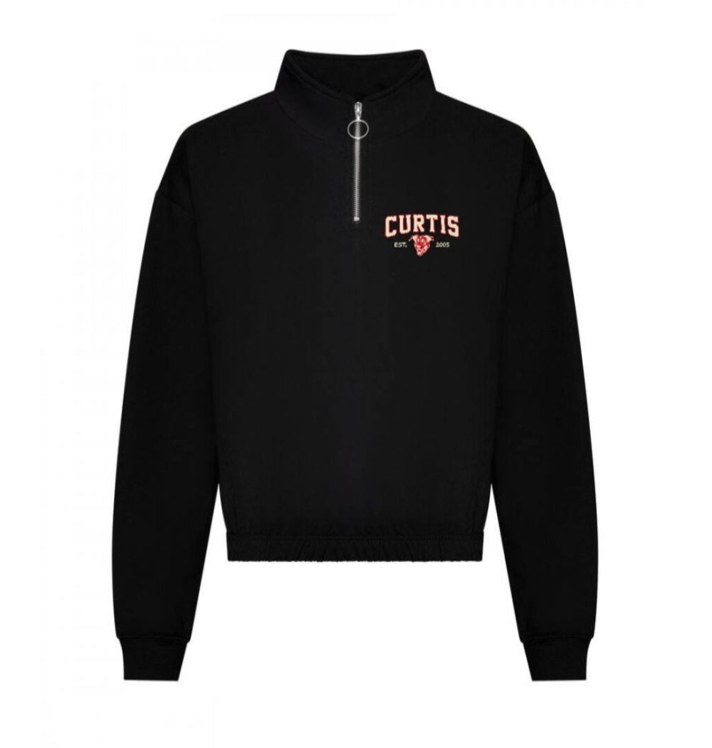 Sweat court col zippé femme Black